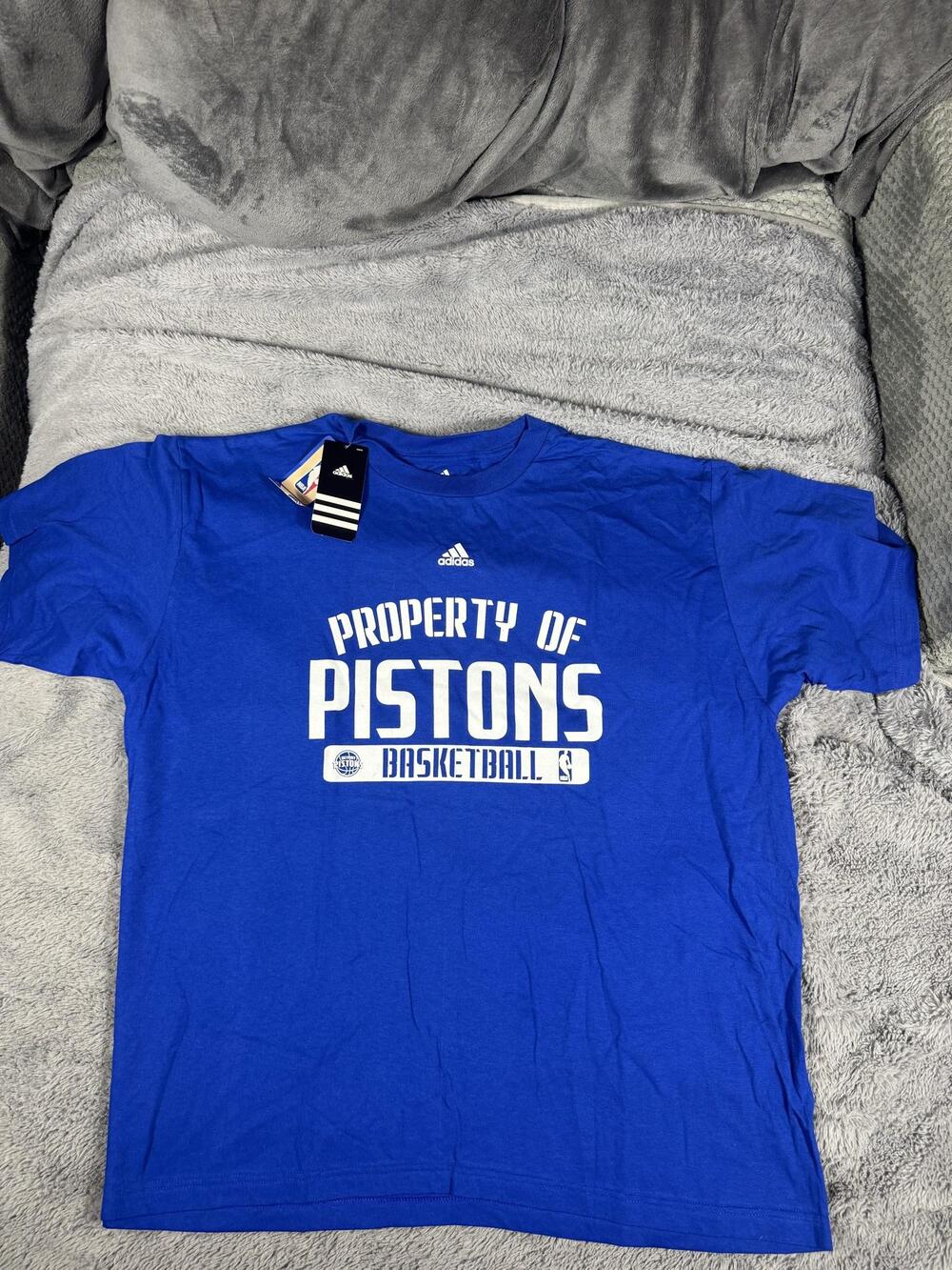 Detroit Pistons Shirt Mens 2XL Blue NBA Basketball Adidas Property Of Tee